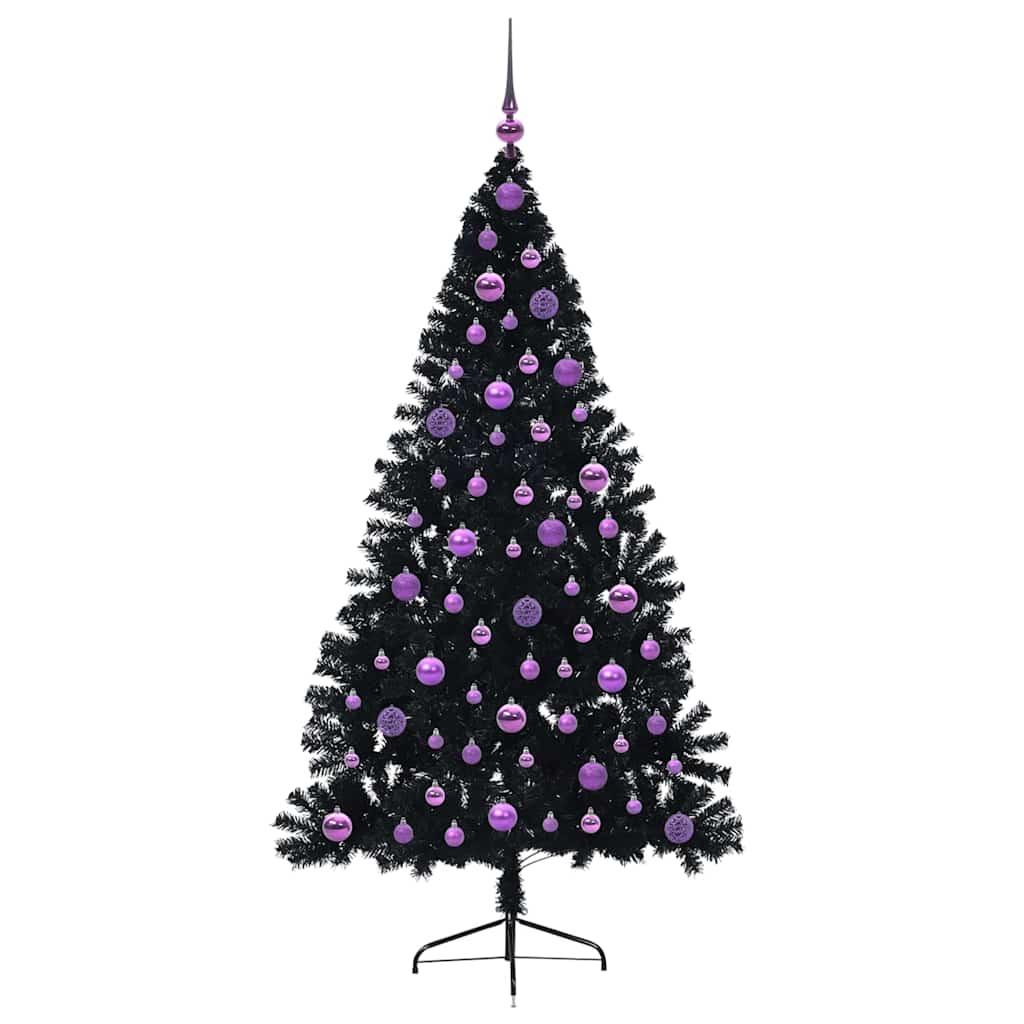 Kunstig Forhåndsopplyst Juletre Med 300 Led Svart 180 Cm Pvc