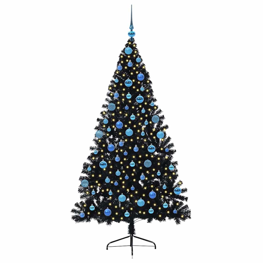 Kunstig Forhåndsopplyst Juletre Med 300 Led Svart 180 Cm Pvc