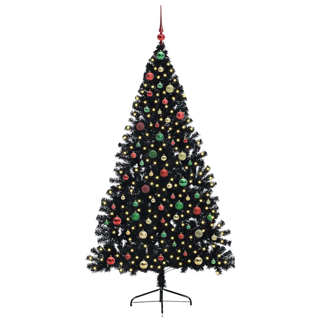 Kunstig Forhåndsopplyst Juletre Med 300 Led Svart 180 Cm Pvc