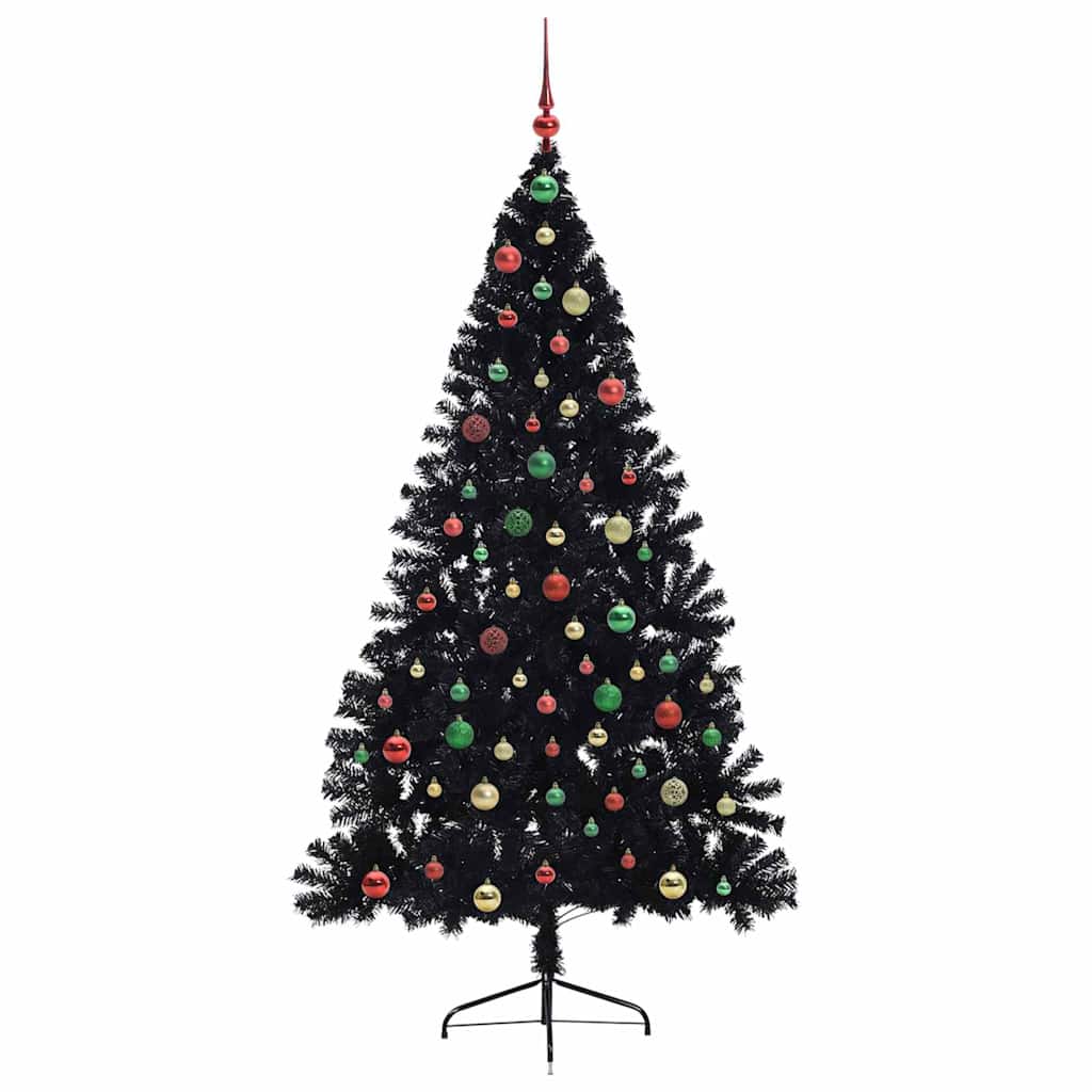 Kunstig Forhåndsopplyst Juletre Med 300 Led Svart 180 Cm Pvc