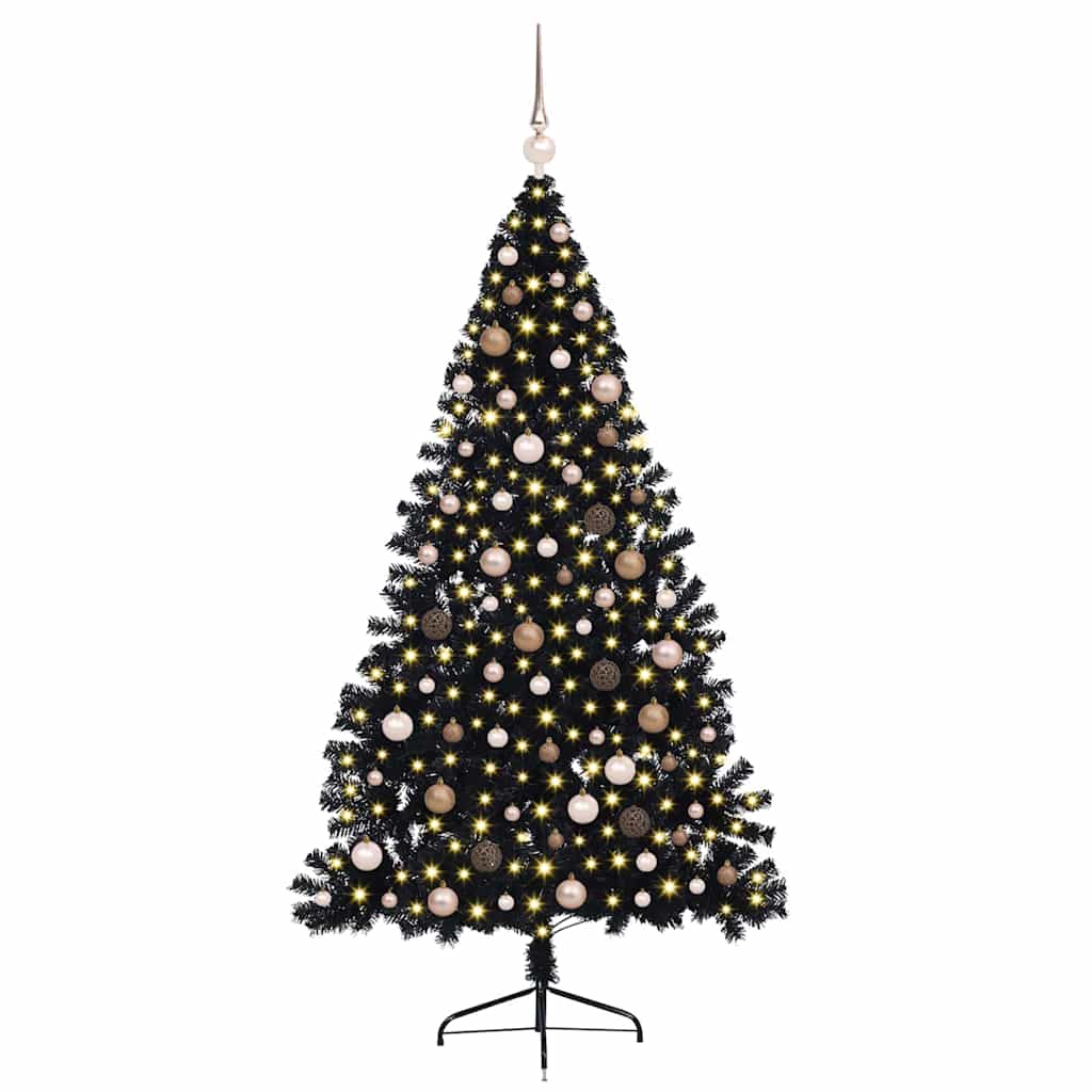 Kunstig Forhåndsopplyst Juletre Med 300 Led Svart 210 Cm Pvc