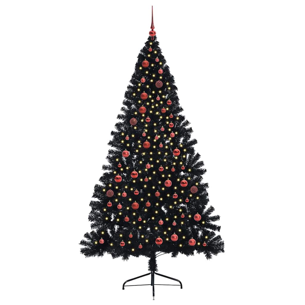 Kunstig Forhåndsopplyst Juletre Med 300 Led Svart 210 Cm Pvc