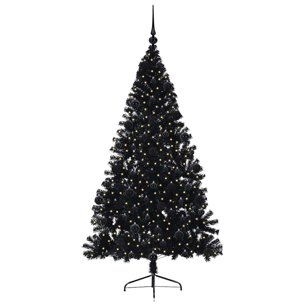 Kunstig Forhåndsopplyst Juletre Med 300 Led Svart 210 Cm Pvc