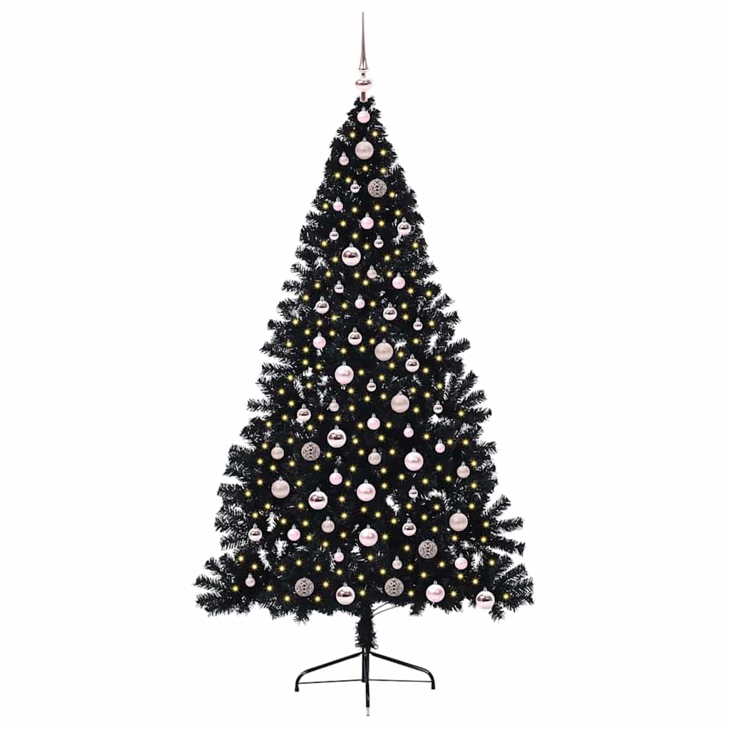 Kunstig Forhåndsopplyst Juletre Med 300 Led Svart 210 Cm Pvc