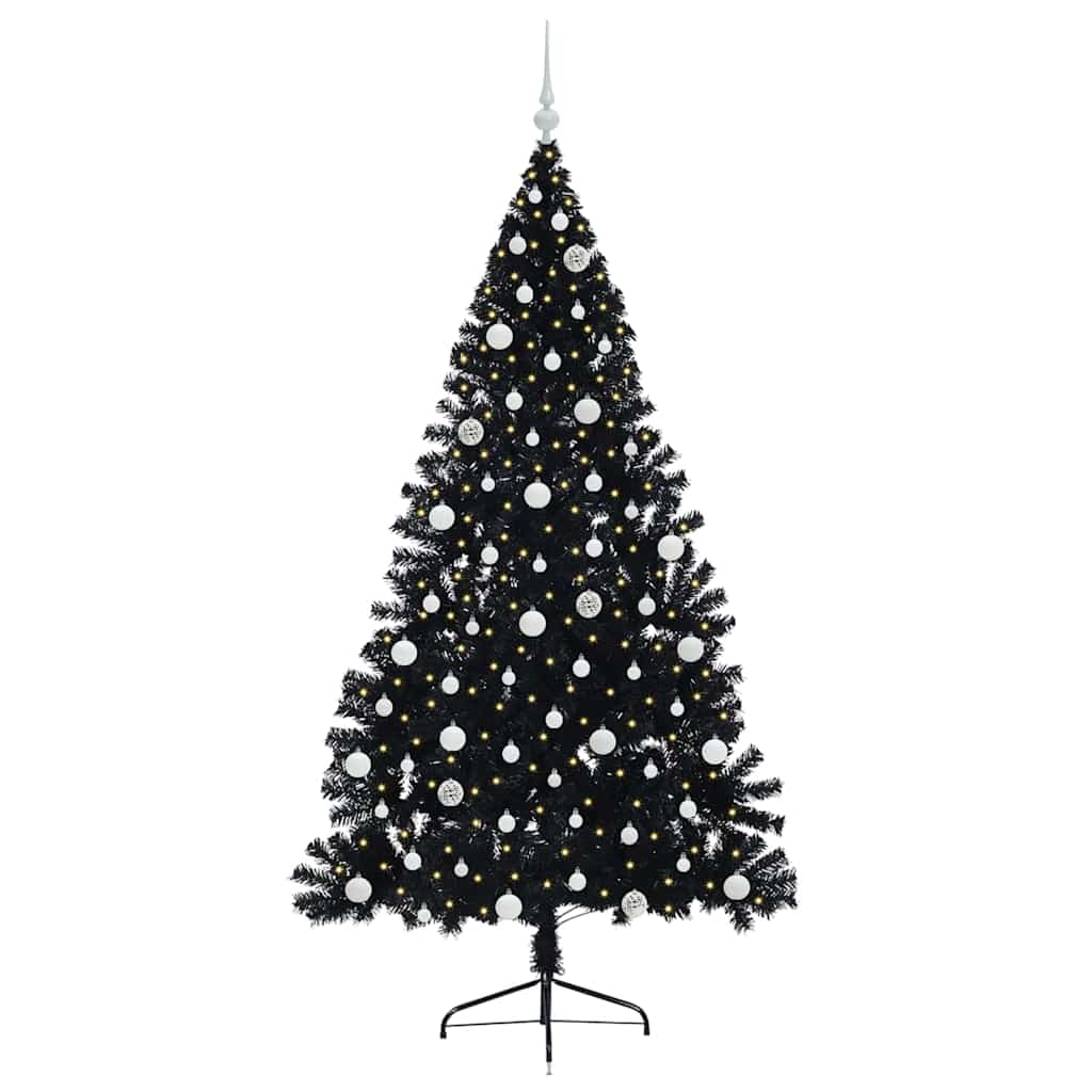 Kunstig Forhåndsopplyst Juletre Med 300 Led Svart 210 Cm Pvc