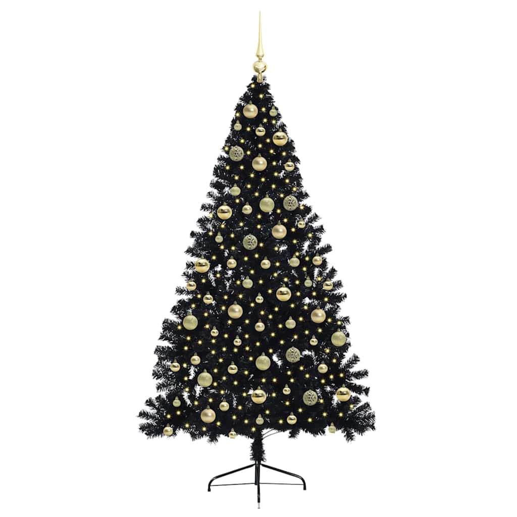 Kunstig Forhåndsopplyst Juletre Med 300 Led Svart 210 Cm Pvc