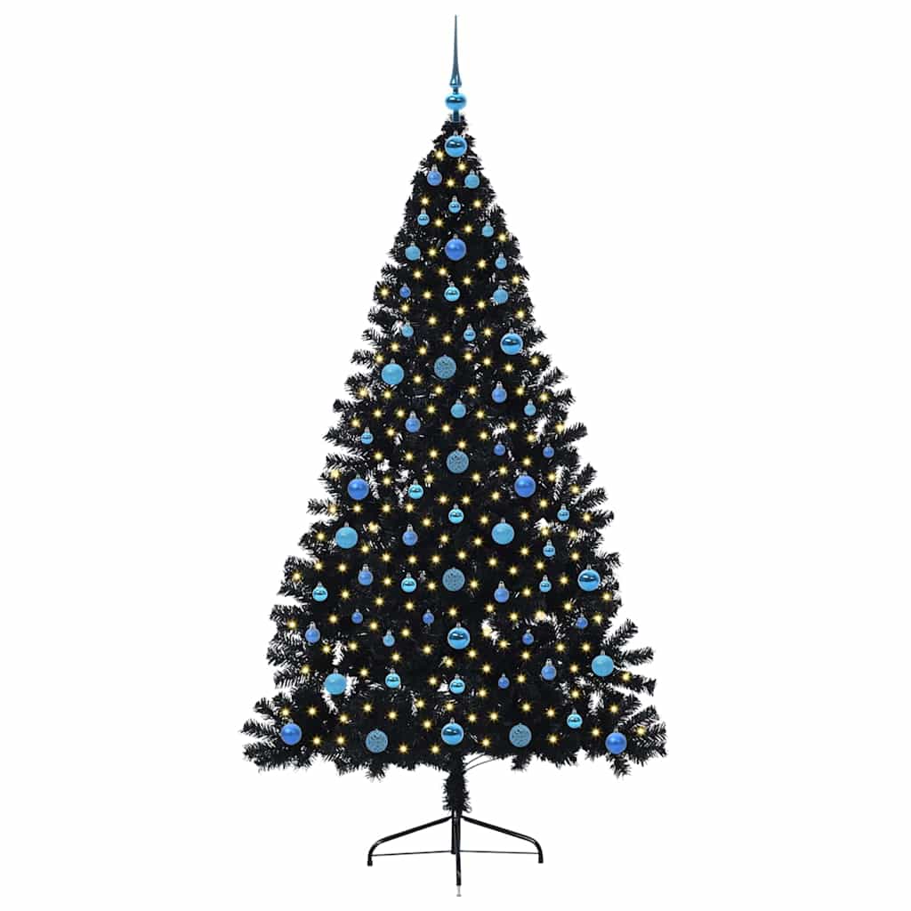 Kunstig Forhåndsopplyst Juletre Med 300 Led Svart 210 Cm Pvc