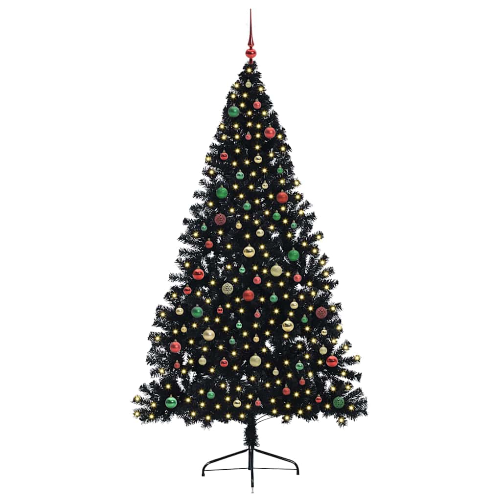 Kunstig Forhåndsopplyst Juletre Med 300 Led Svart 210 Cm Pvc