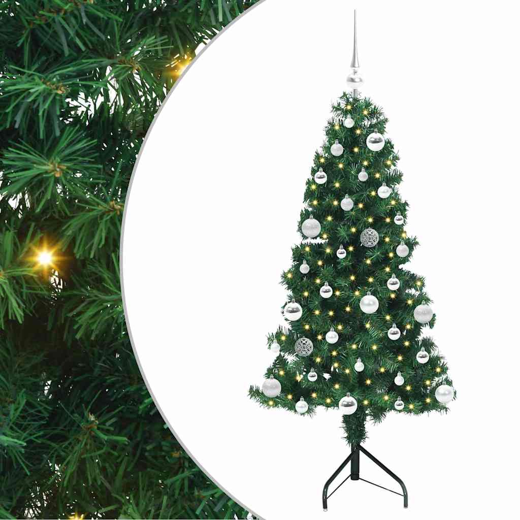 Hjørne Kunstig Jul Tre Med 150 Led Grønn 150 Cm Pvc Og Metall