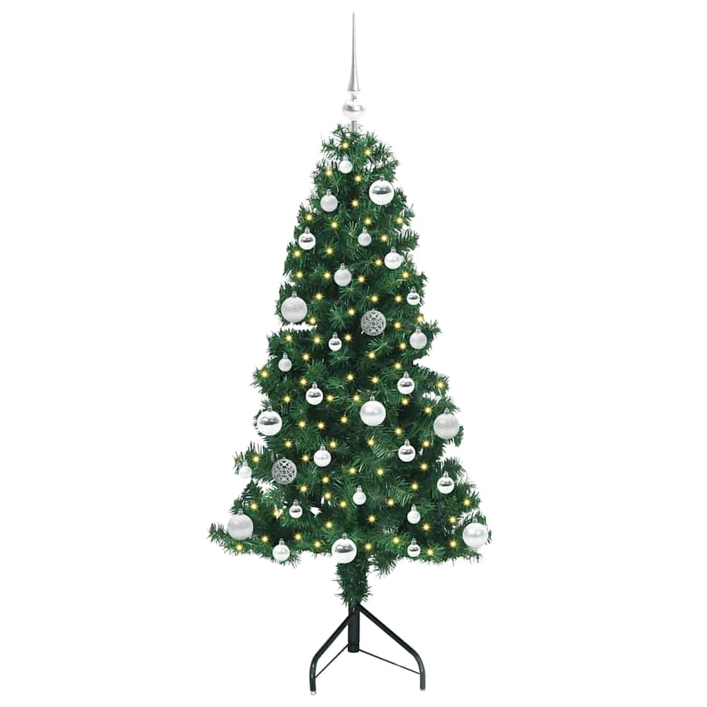 Hjørne Kunstig Jul Tre Med 150 Led Grønn 150 Cm Pvc Og Metall