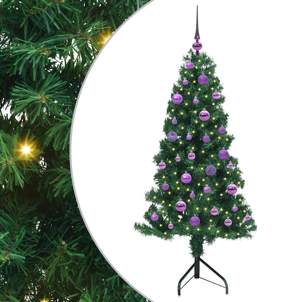 Hjørne Kunstig Jul Tre Med 150 Led Grønn 150 Cm Pvc Og Metall