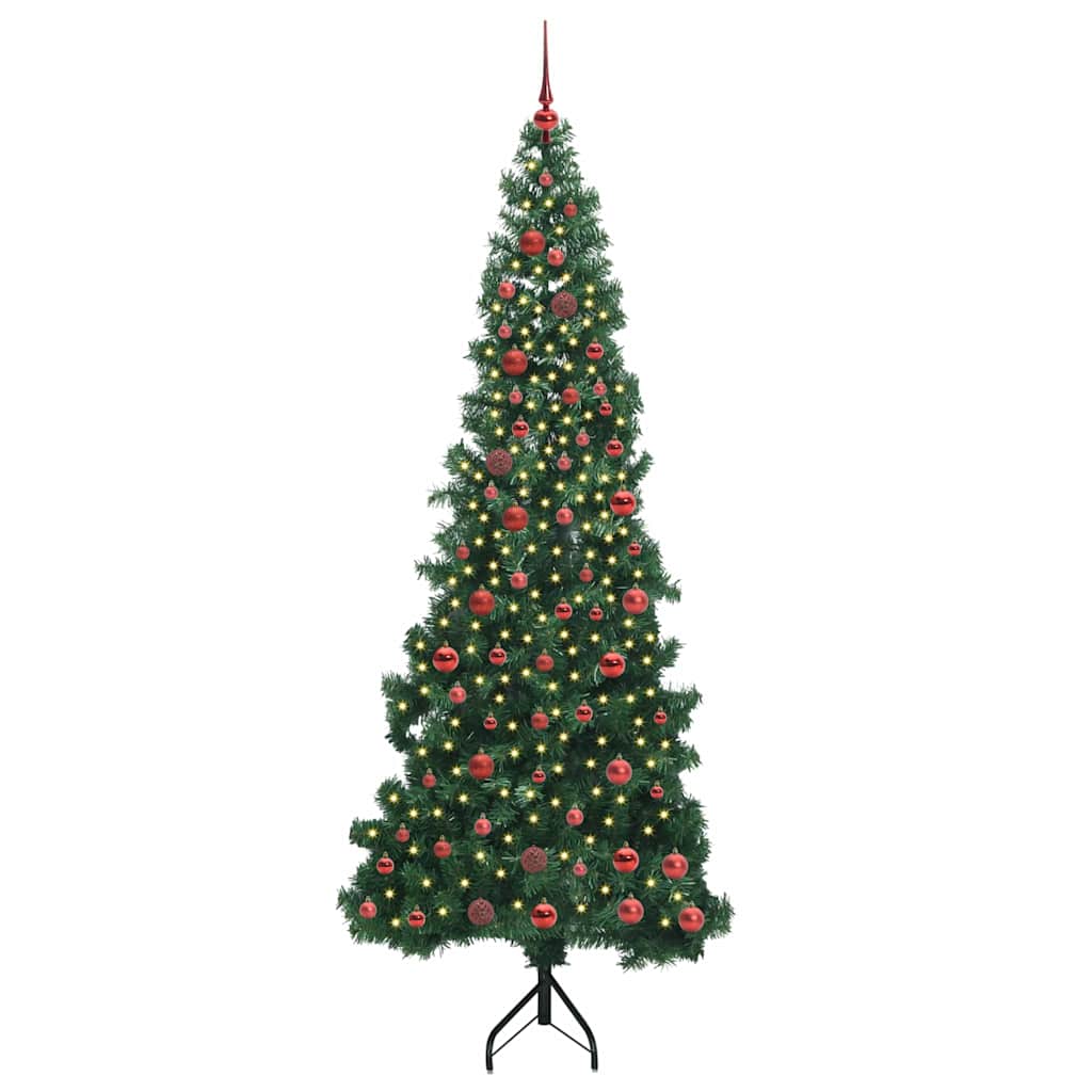 Hjørne Kunstig Jul Tre Med 300 Led Grønn 210 Cm Pvc Og Metall
