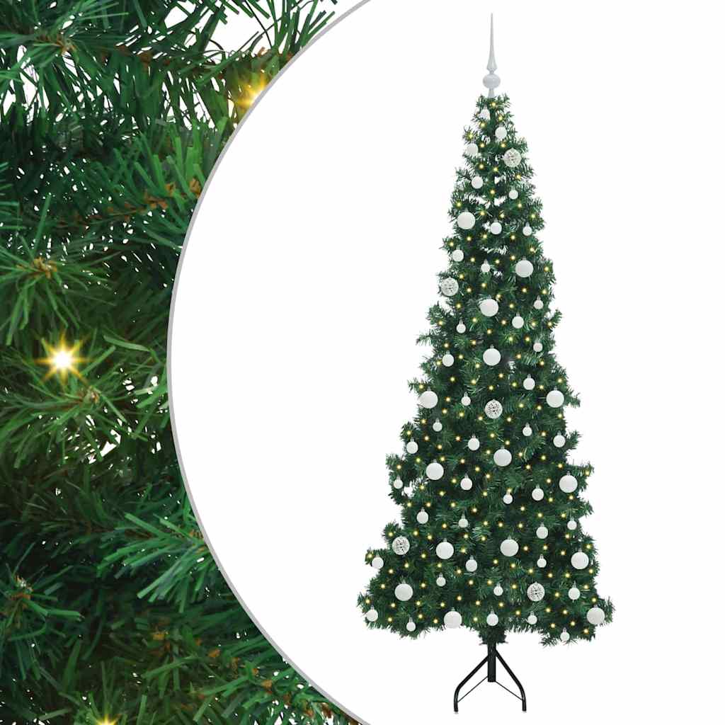 Hjørne Kunstig Jul Tre Med 300 Led Grønn 210 Cm Pvc Og Metall