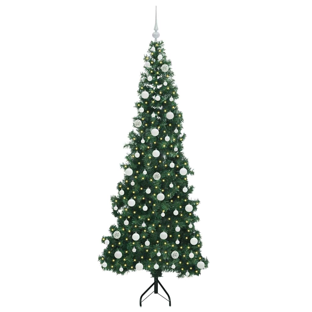 Hjørne Kunstig Jul Tre Med 300 Led Grønn 210 Cm Pvc Og Metall