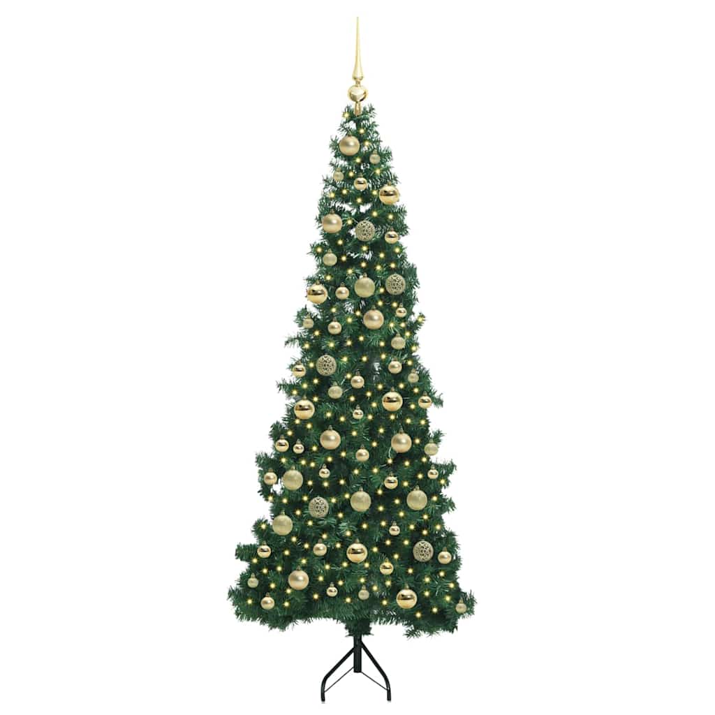 Hjørne Kunstig Jul Tre Med 300 Led Grønn 210 Cm Pvc Og Metall