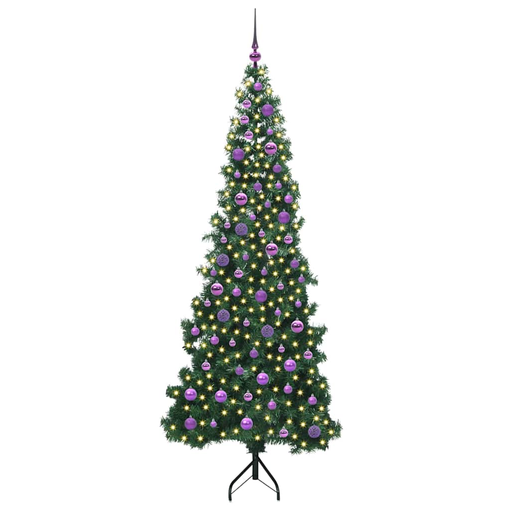Hjørne Kunstig Jul Tre Med 300 Led Grønn 210 Cm Pvc Og Metall