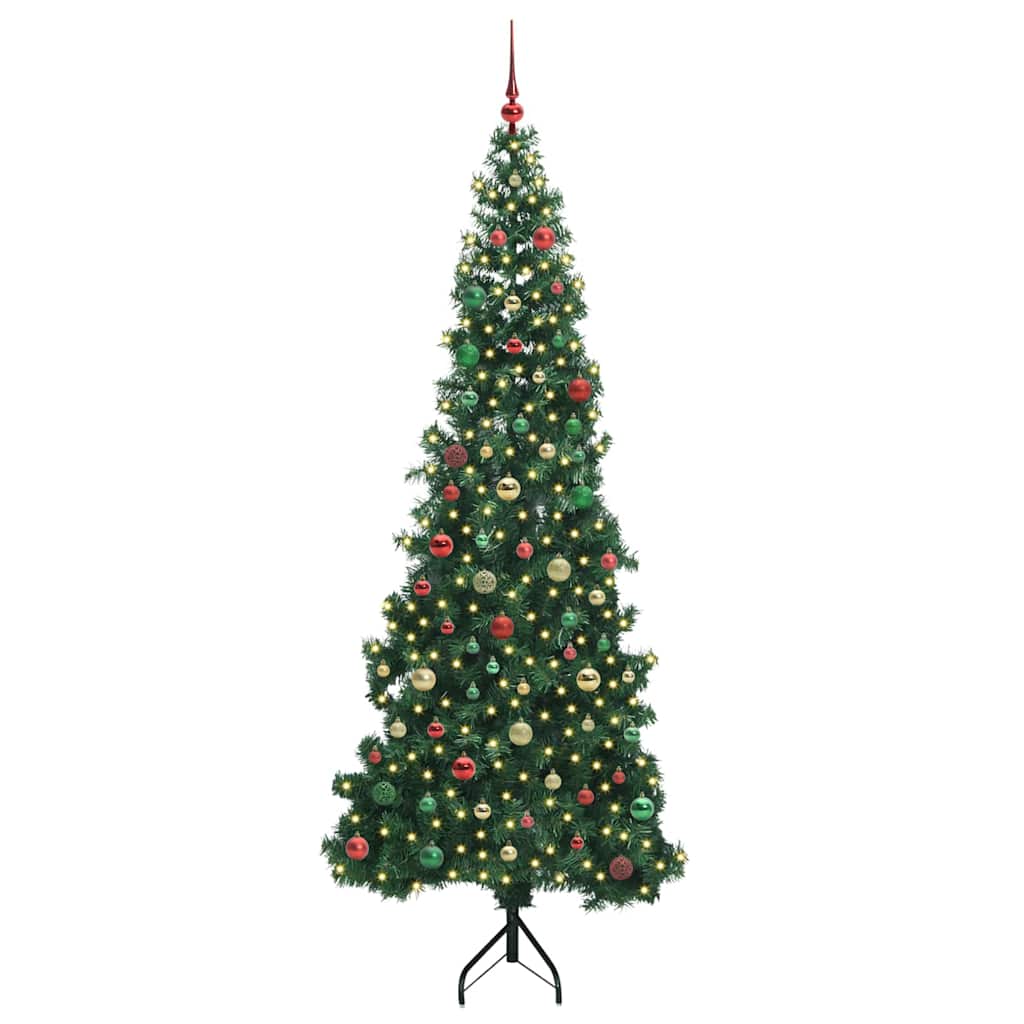 Hjørne Kunstig Jul Tre Med 300 Led Grønn 210 Cm Pvc Og Metall
