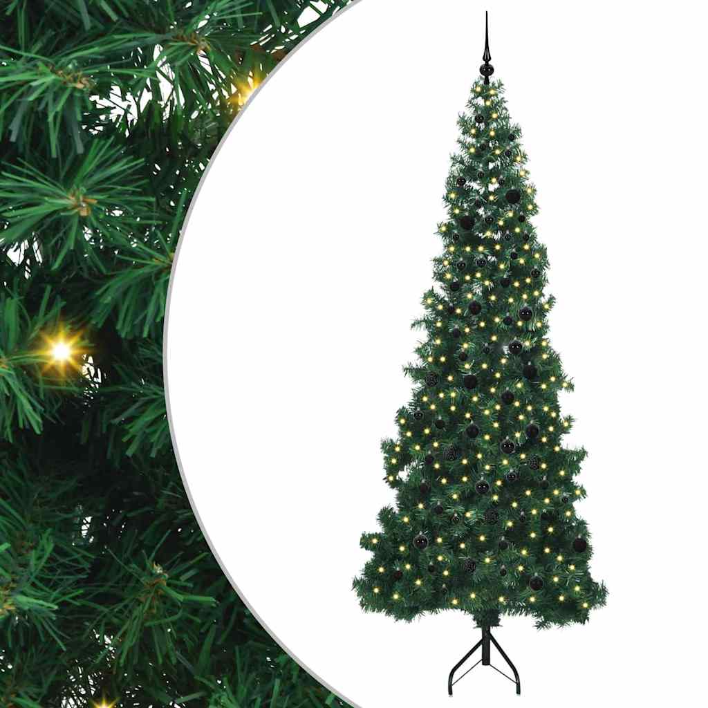 Hjørne Kunstig Jul Tre Med 300 Led Grønn 240 Cm Pvc Og Metall