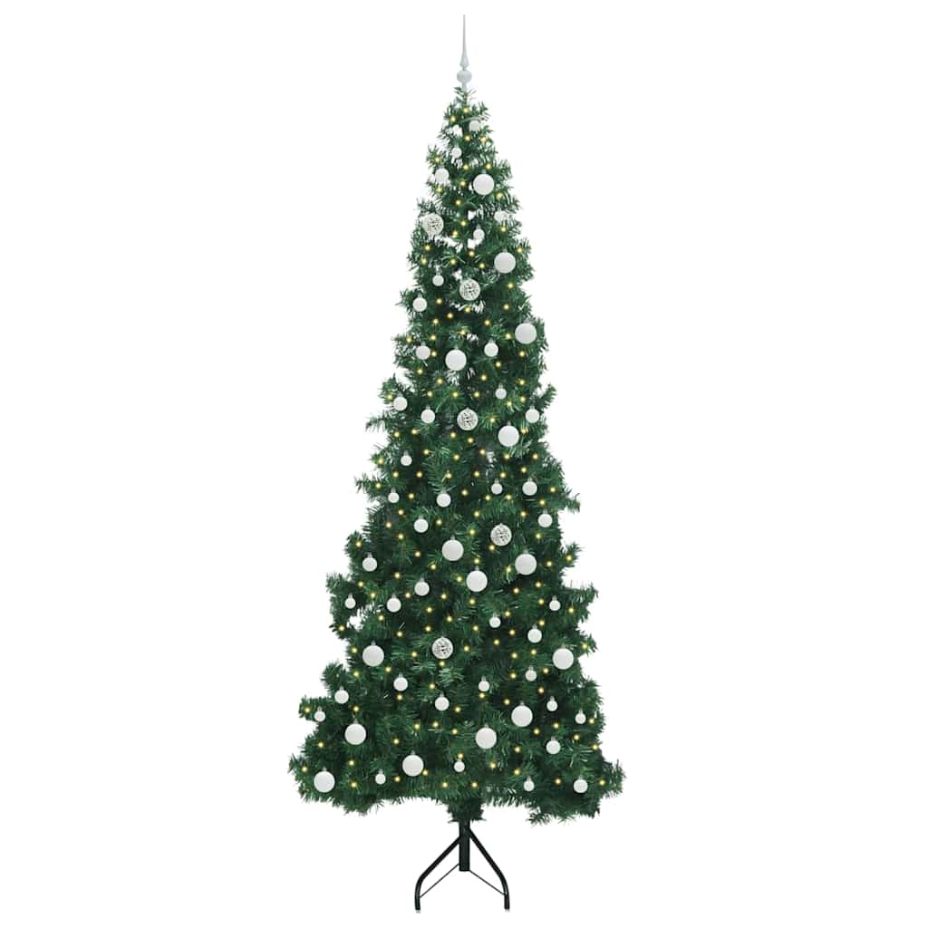 Hjørne Kunstig Jul Tre Med 300 Led Grønn 240 Cm Pvc Og Metall
