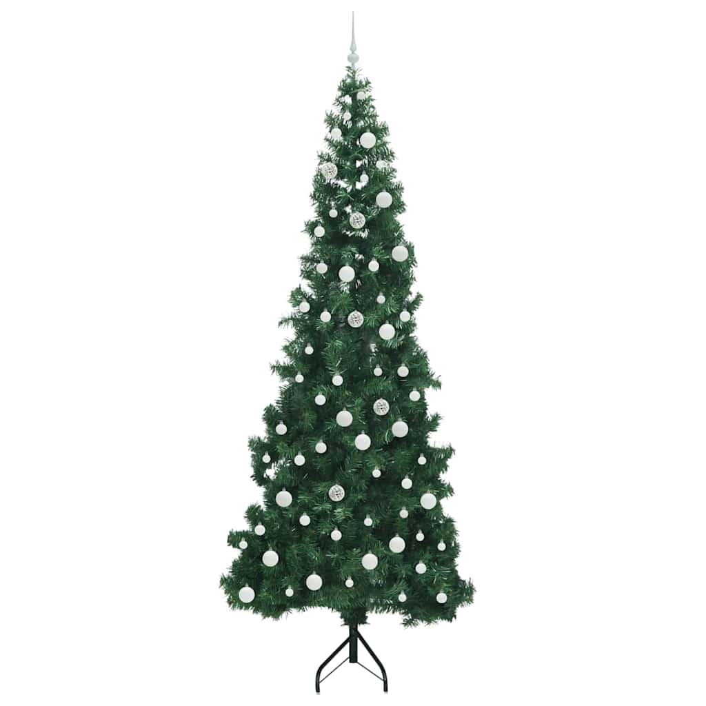 Hjørne Kunstig Jul Tre Med 300 Led Grønn 240 Cm Pvc Og Metall