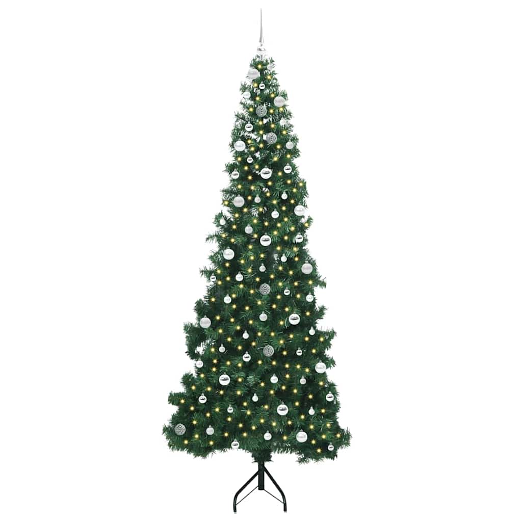 Hjørne Kunstig Jul Tre Med 300 Led Grønn 240 Cm Pvc Og Metall