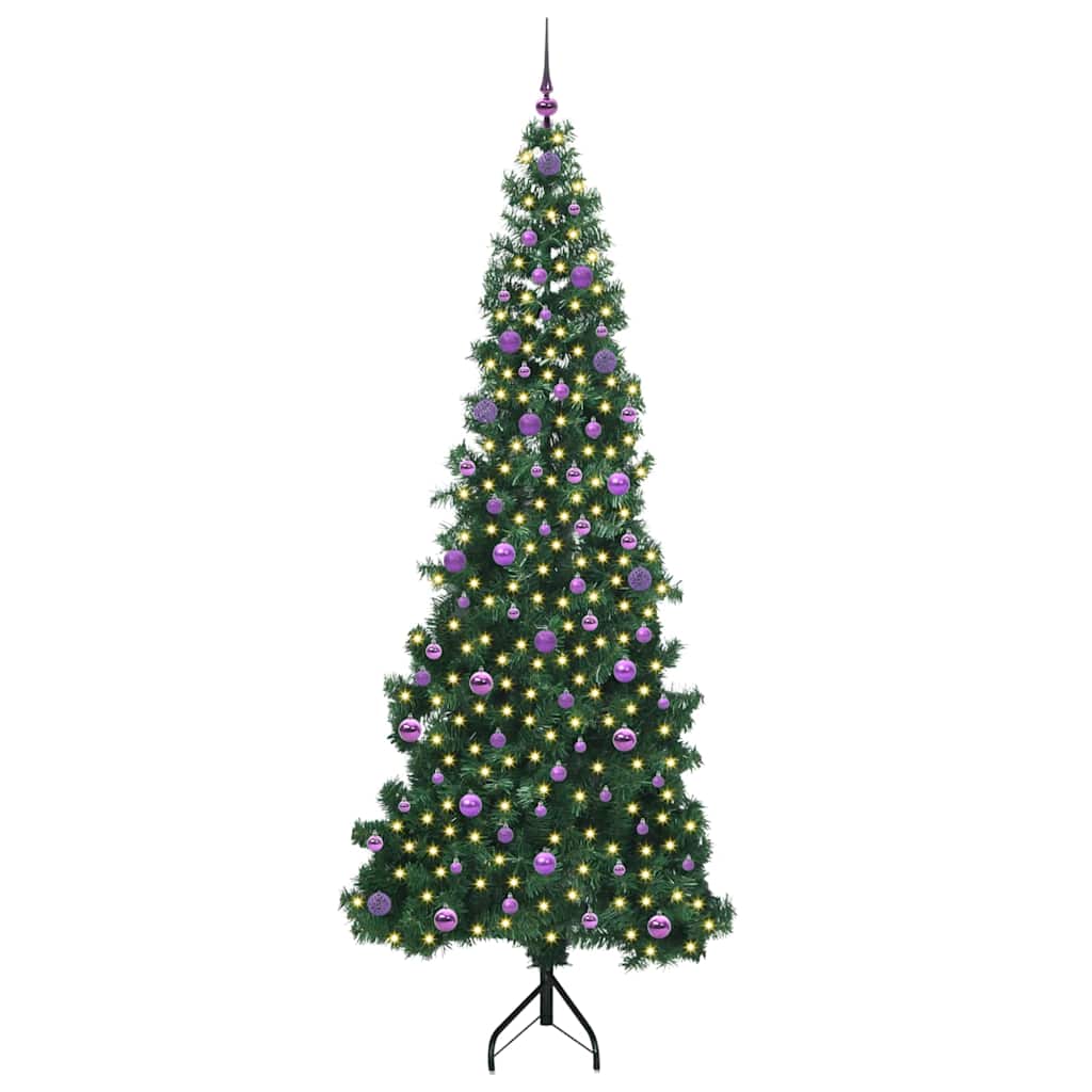 Hjørne Kunstig Jul Tre Med 300 Led Grønn 240 Cm Pvc Og Metall