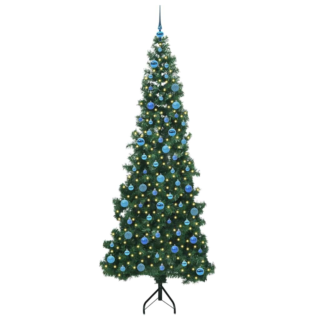 Hjørne Kunstig Jul Tre Med 300 Led Grønn 240 Cm Pvc Og Metall
