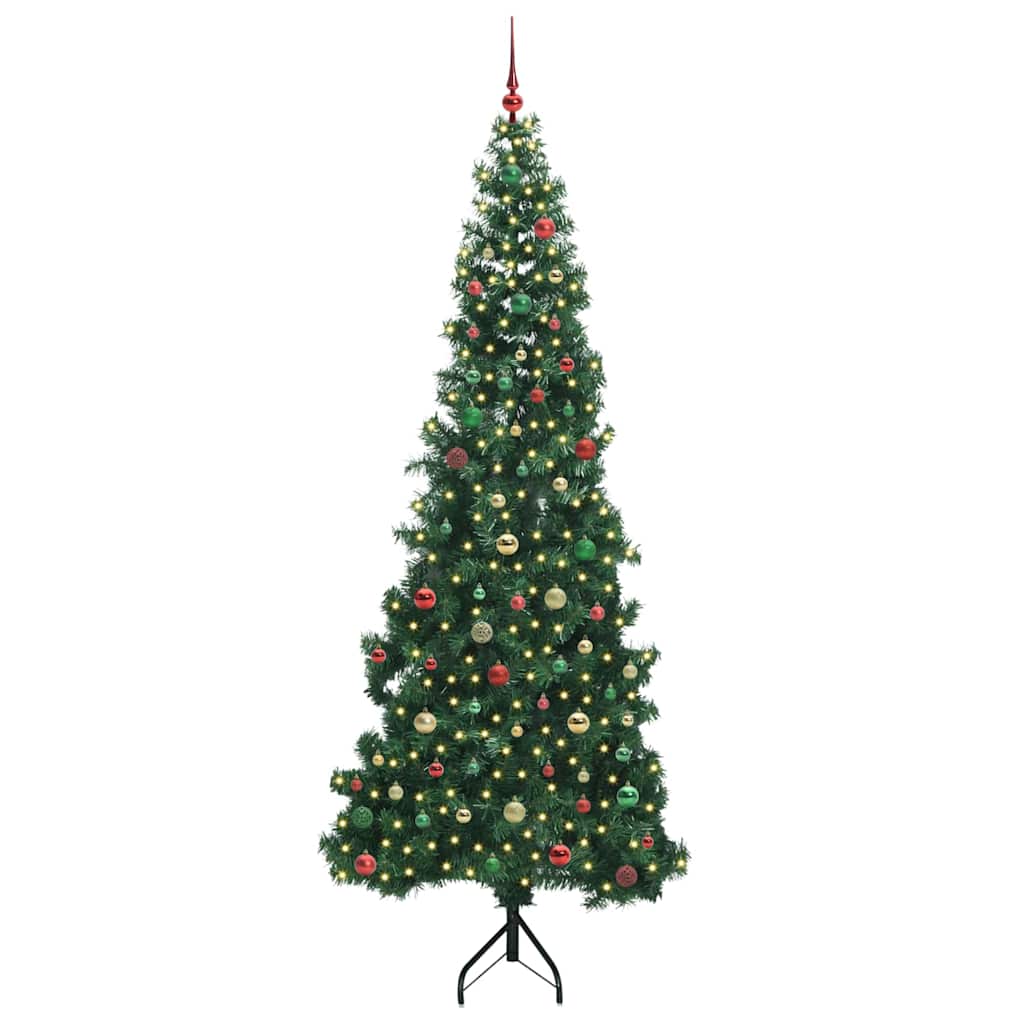 Hjørne Kunstig Jul Tre Med 300 Led Grønn 240 Cm Pvc Og Metall