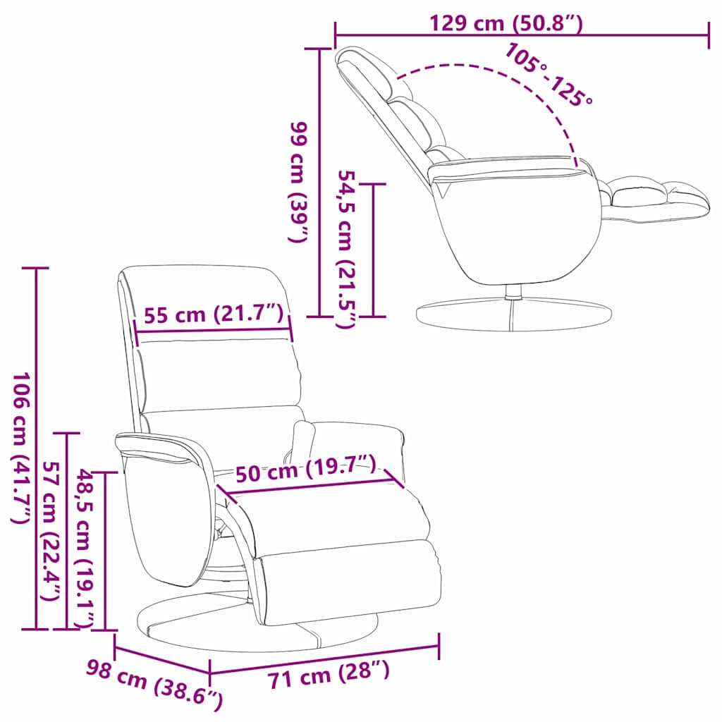 Massasjestol Hvit 71 X 98 X 106 Cm Kunstlær