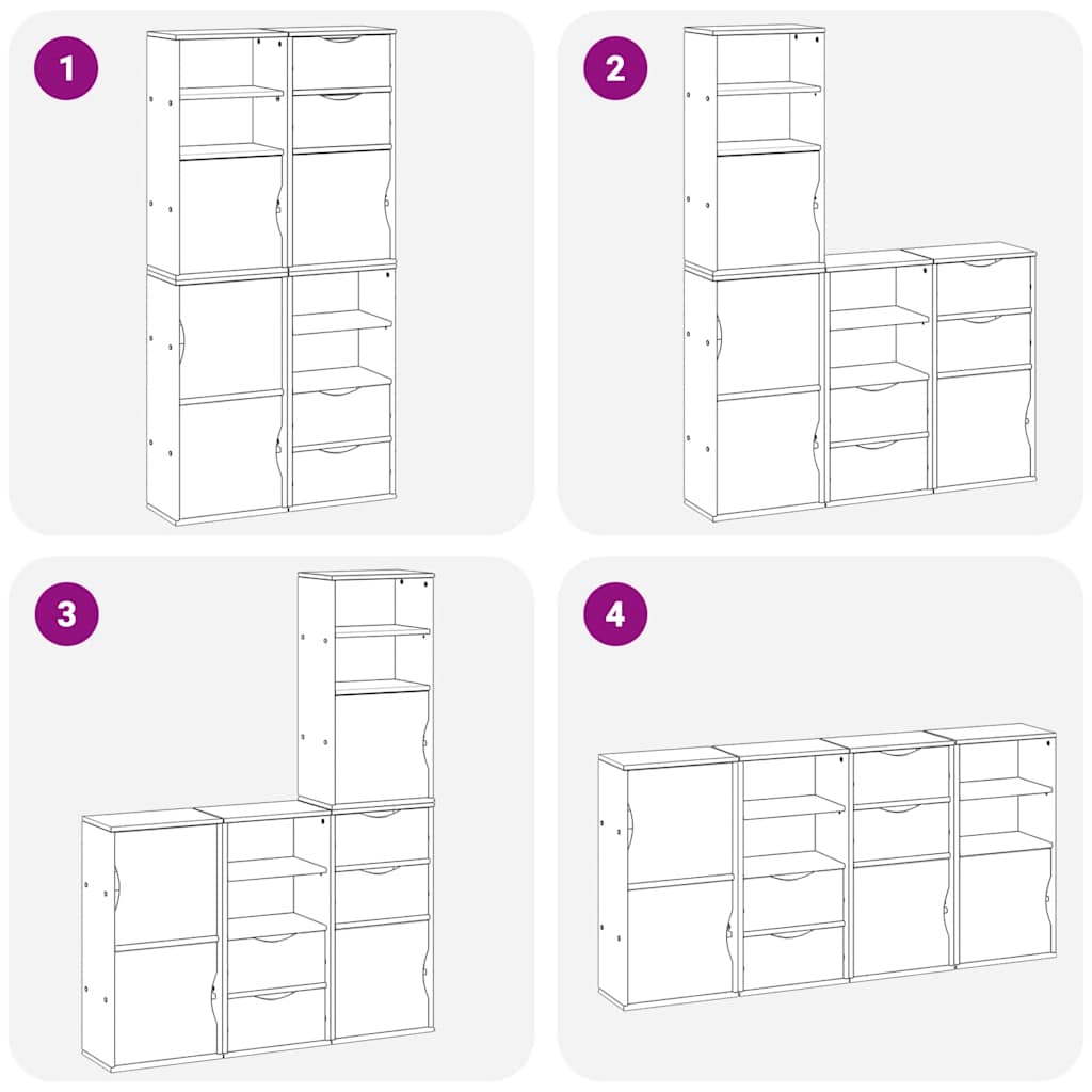 Sideskap 4 Stk Odda 40X24X79 Cm Heltre Furu