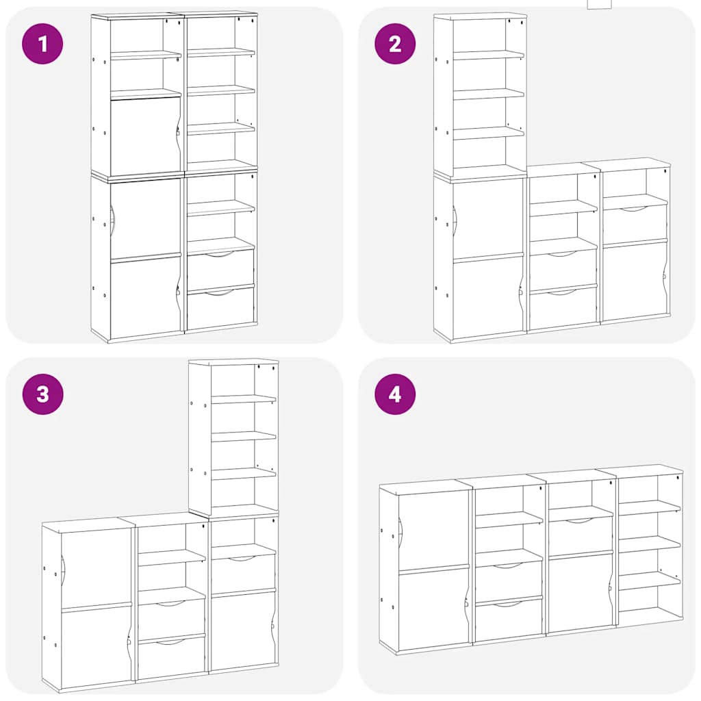 Sideskap 4 Stk Odda 40X24X79 Cm Heltre Furu