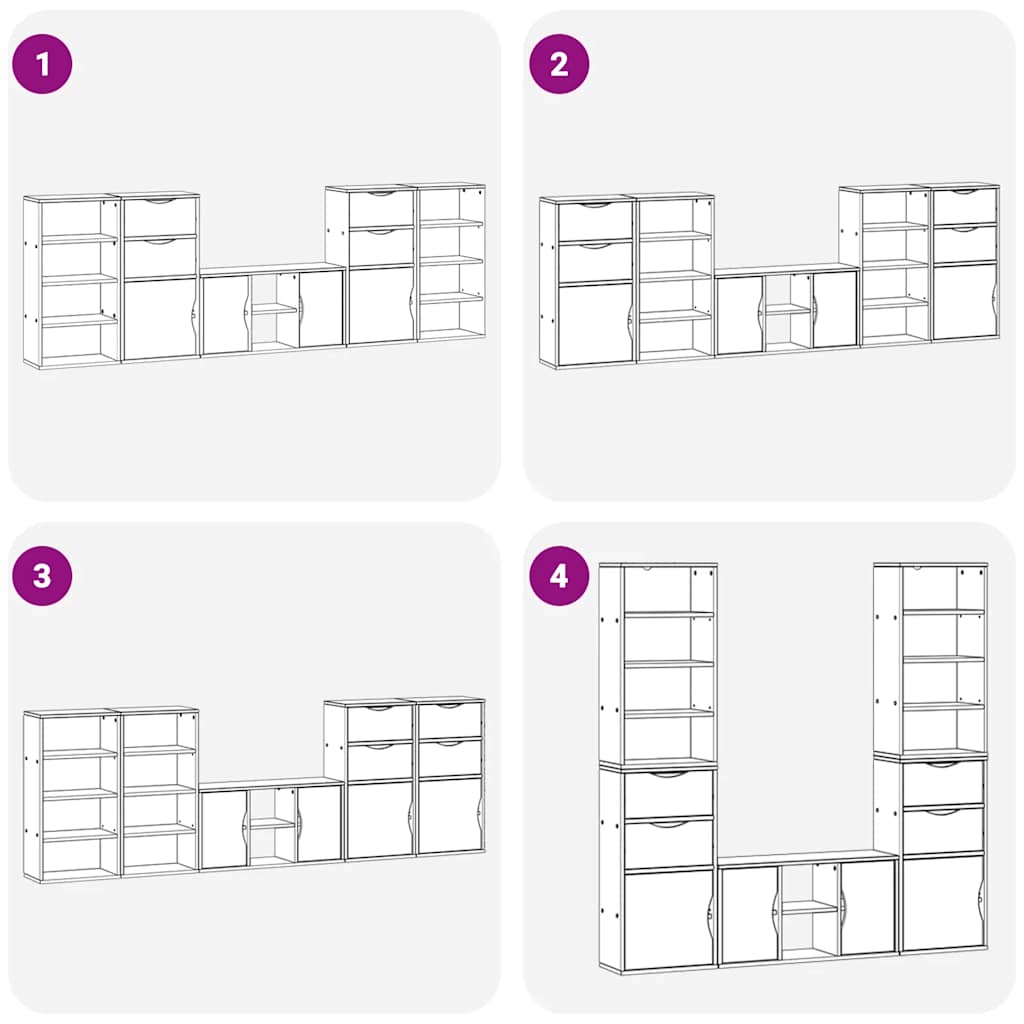 Tv-Enheter Med Oppbevaring 5-Delers Odda Hvit Heltre Furu