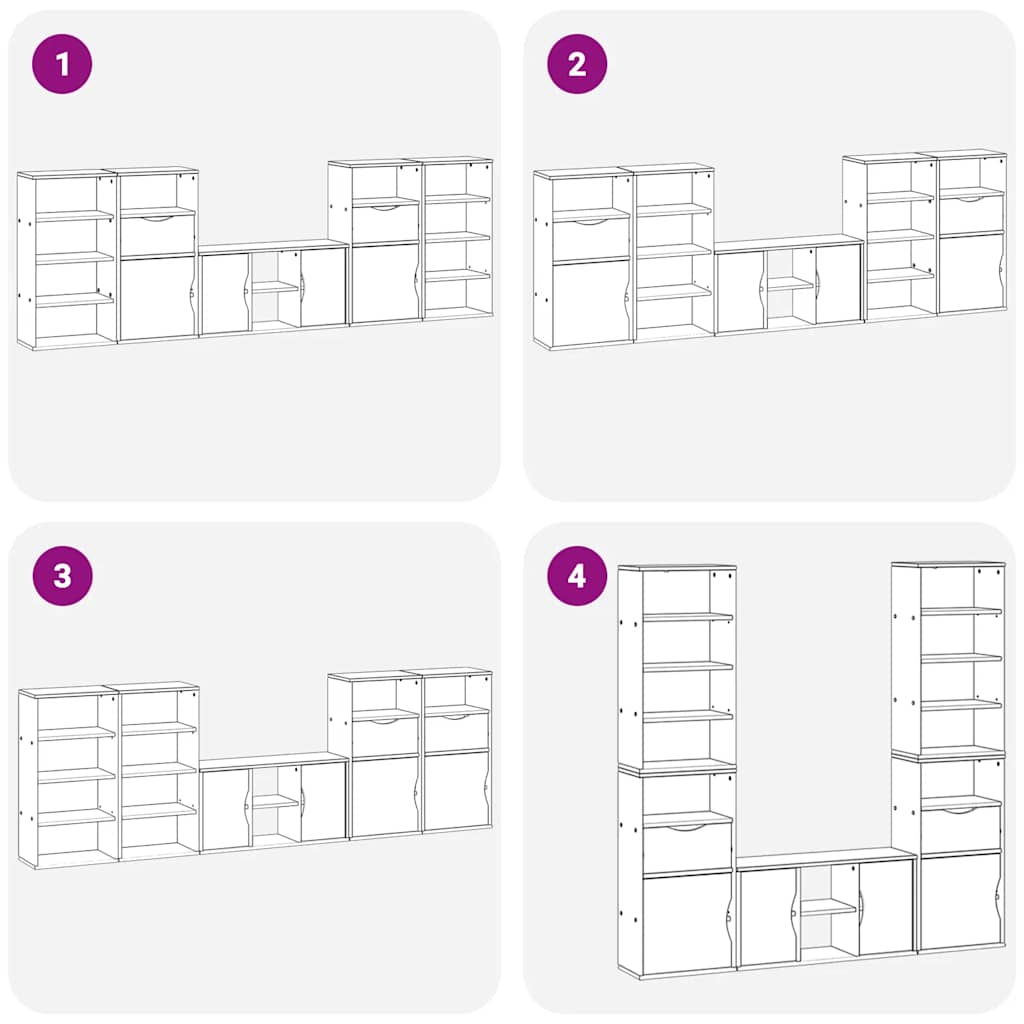 Tv-Enheter Med Oppbevaring 5-Delers Odda Hvit Heltre Furu