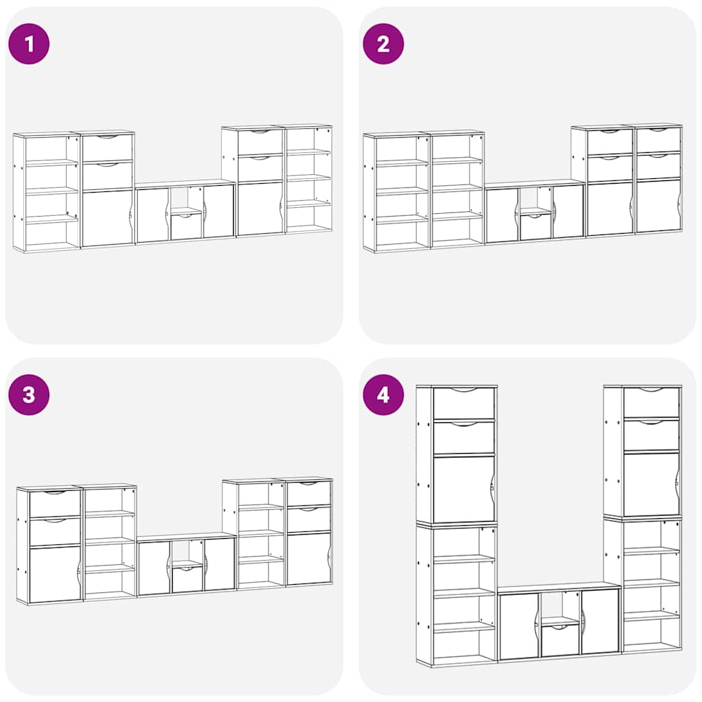 Tv-Enheter Med Oppbevaring 5-Delers Odda Hvit Heltre Furu