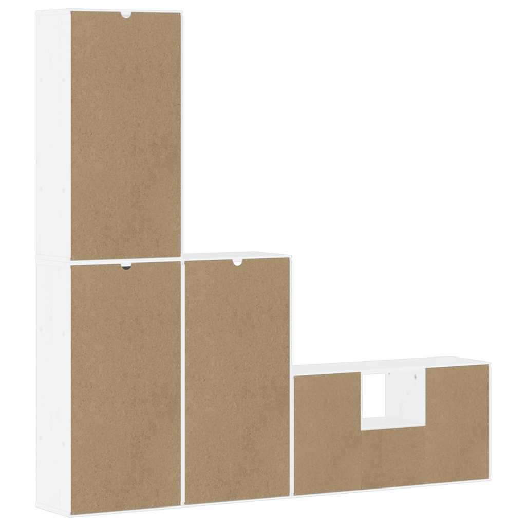 Tv-Enheter Med Oppbevaring 4-Delers Odda Hvit Heltre Furu