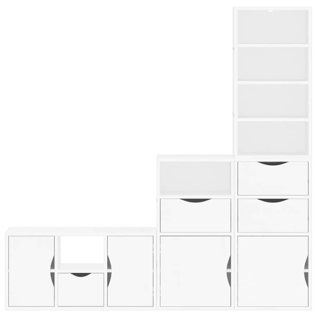 Tv-Enheter Med Oppbevaring 4-Delers Odda Hvit Heltre Furu