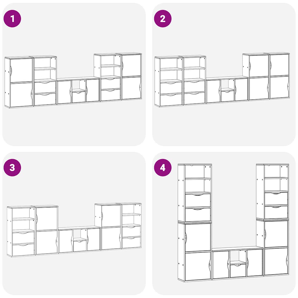 Tv-Enheter Med Oppbevaring 5-Delers Odda Hvit Heltre Furu