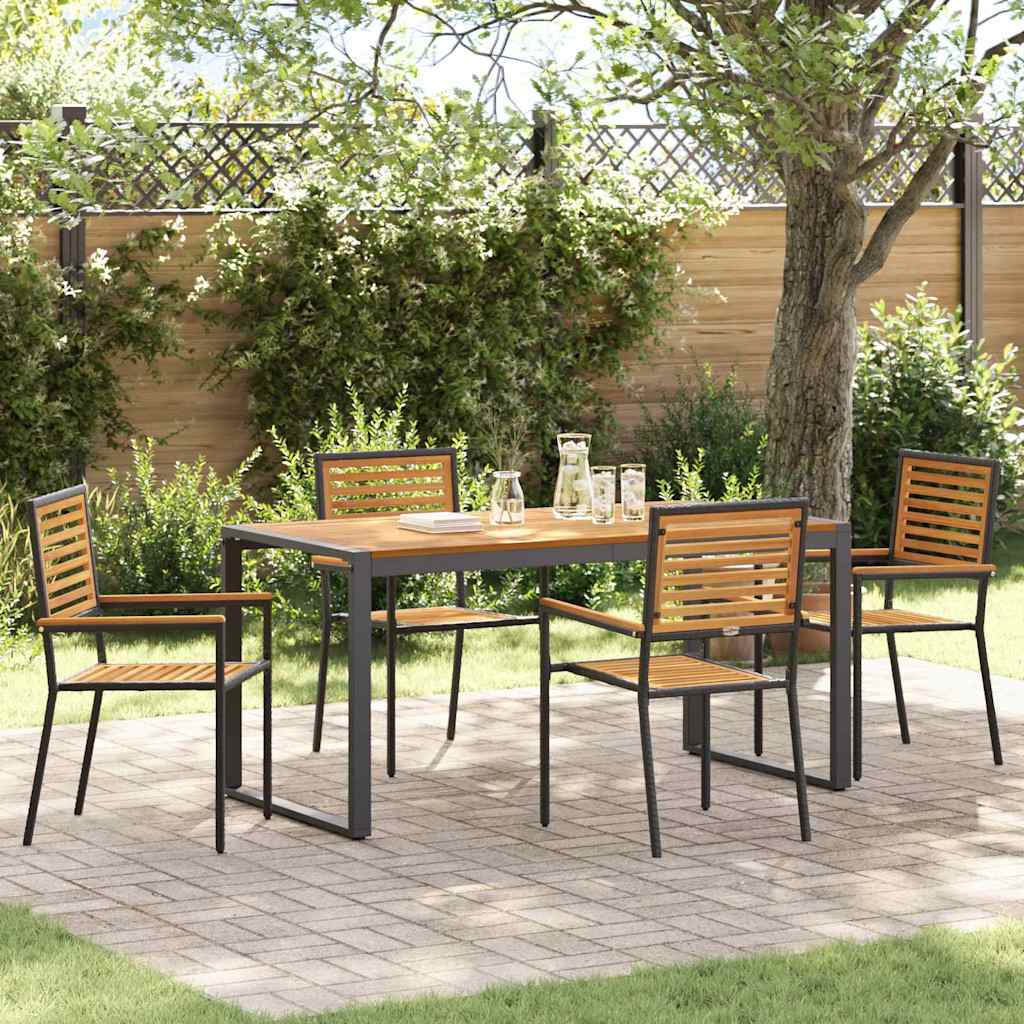 Hage Spisegruppe 5 Pcs Svart Og Brun Polyrotting
