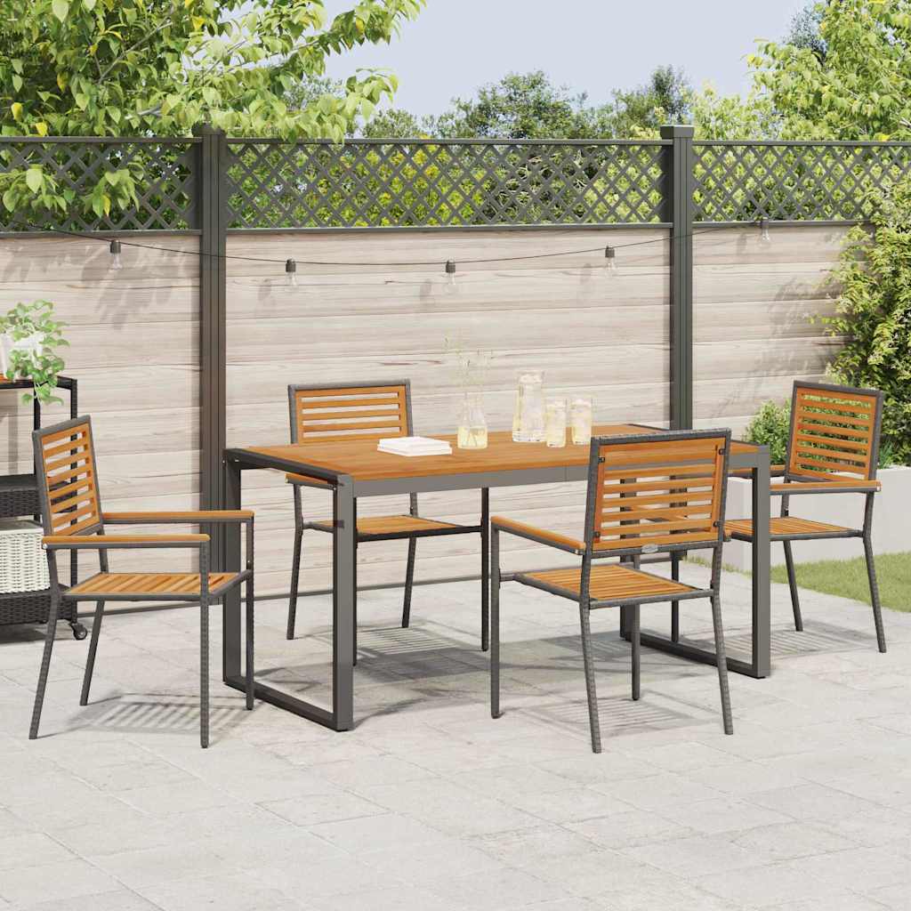 Hage Spisegruppe 5 Pcs Svart Og Brun Polyrotting