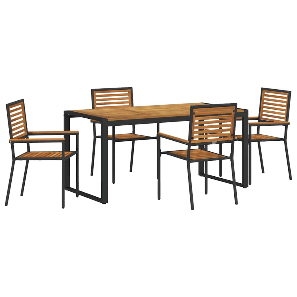 Hage Spisegruppe 5 Pcs Svart Og Brun Polyrotting