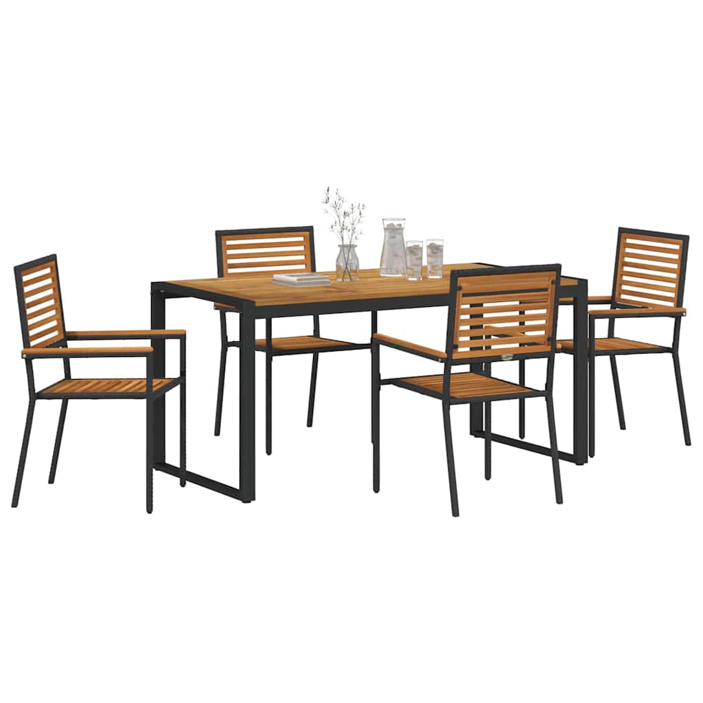Hage Spisegruppe 5 Pcs Svart Og Brun Polyrotting
