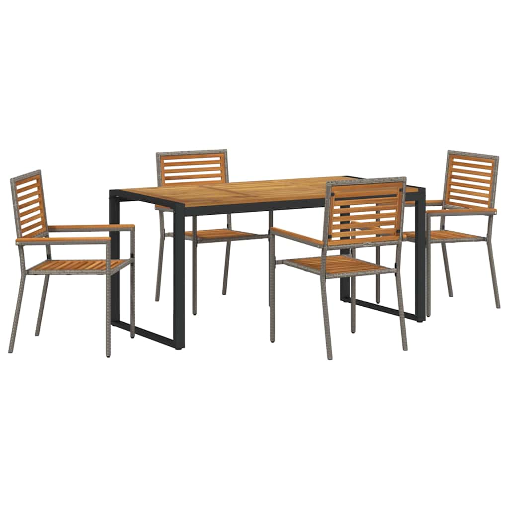 Hage Spisegruppe 5 Pcs Grå Og Brun Polyrotting