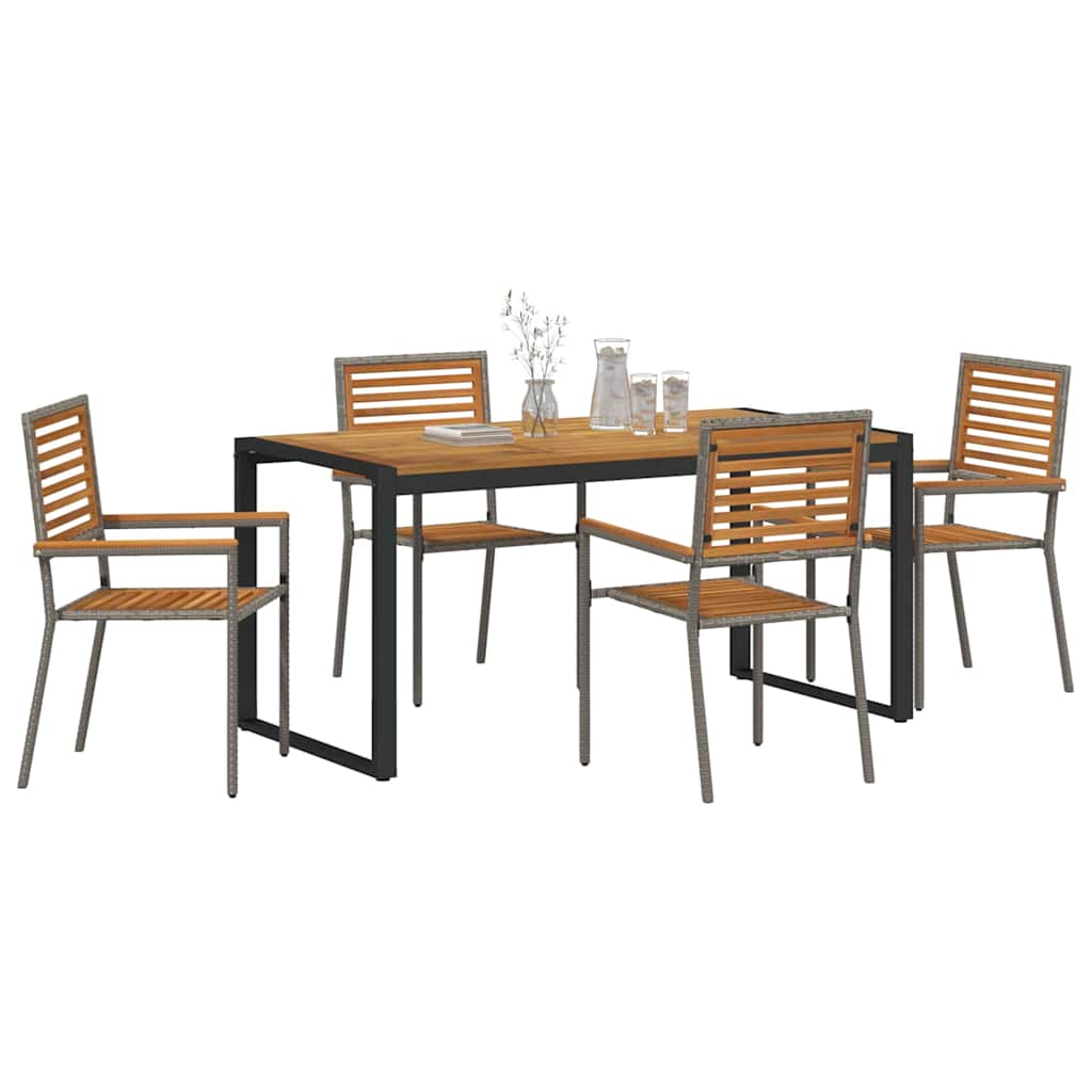 Hage Spisegruppe 5 Pcs Grå Og Brun Polyrotting