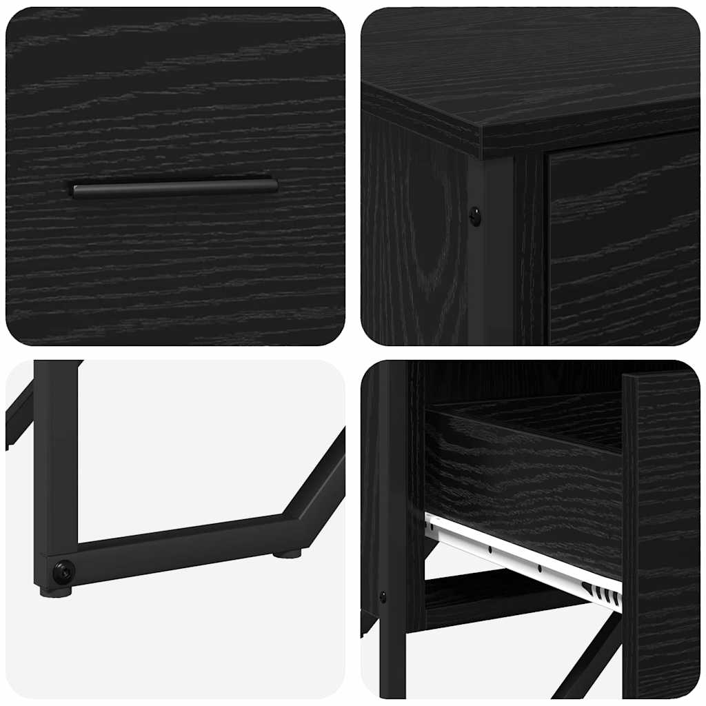 Kommode Med Skuff 2 Pcs Svart Eik 91 X 35,5 X 74,5 Cm