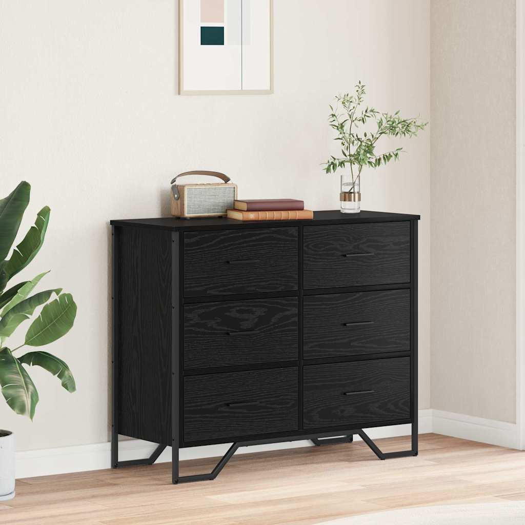 Kommode Med Skuff 2 Pcs Svart Eik 91 X 35,5 X 74,5 Cm