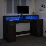 Skrivebord Med Skuff Svart Eik 160 X 55 X 91 Cm Konstruert Tre