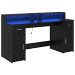 Skrivebord Med Skuff Svart Eik 160 X 55 X 91 Cm Konstruert Tre