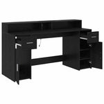 Skrivebord Med Skuff Svart Eik 160 X 55 X 91 Cm Konstruert Tre