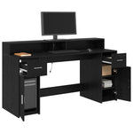 Skrivebord Med Skuff Svart Eik 160 X 55 X 91 Cm Konstruert Tre