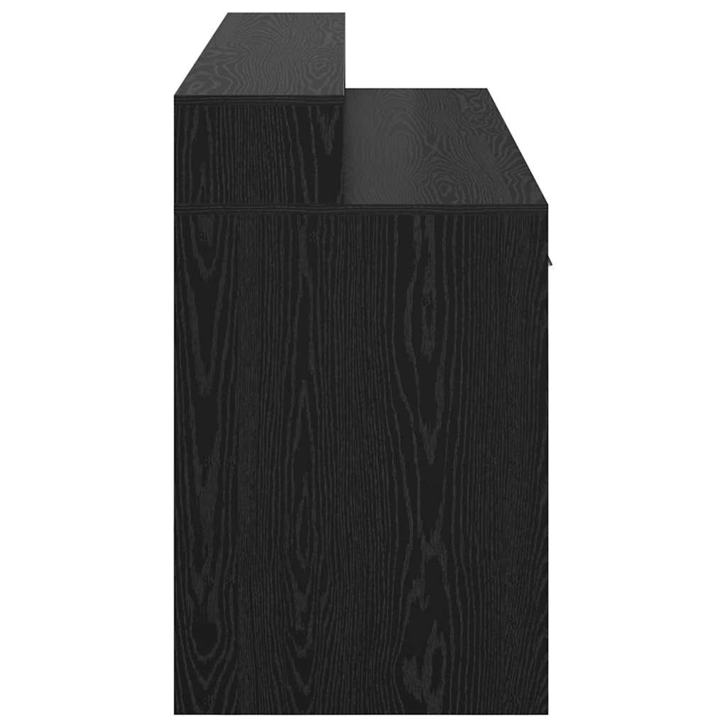 Skrivebord Med Skuff Svart Eik 160 X 55 X 91 Cm Konstruert Tre